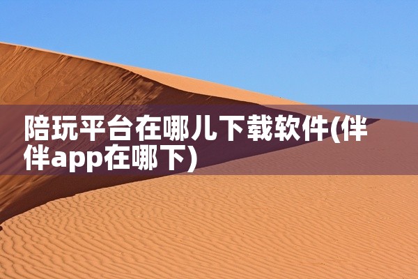 陪玩平台在哪儿下载软件