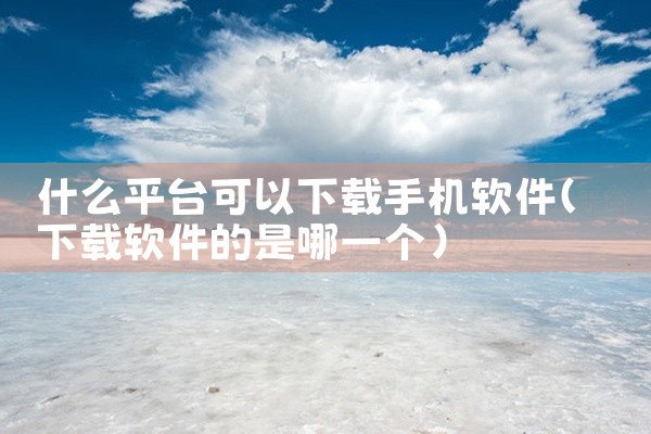 什么平台可以下载手机软件